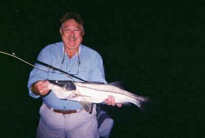 Hal with Big Marco River Snook at night